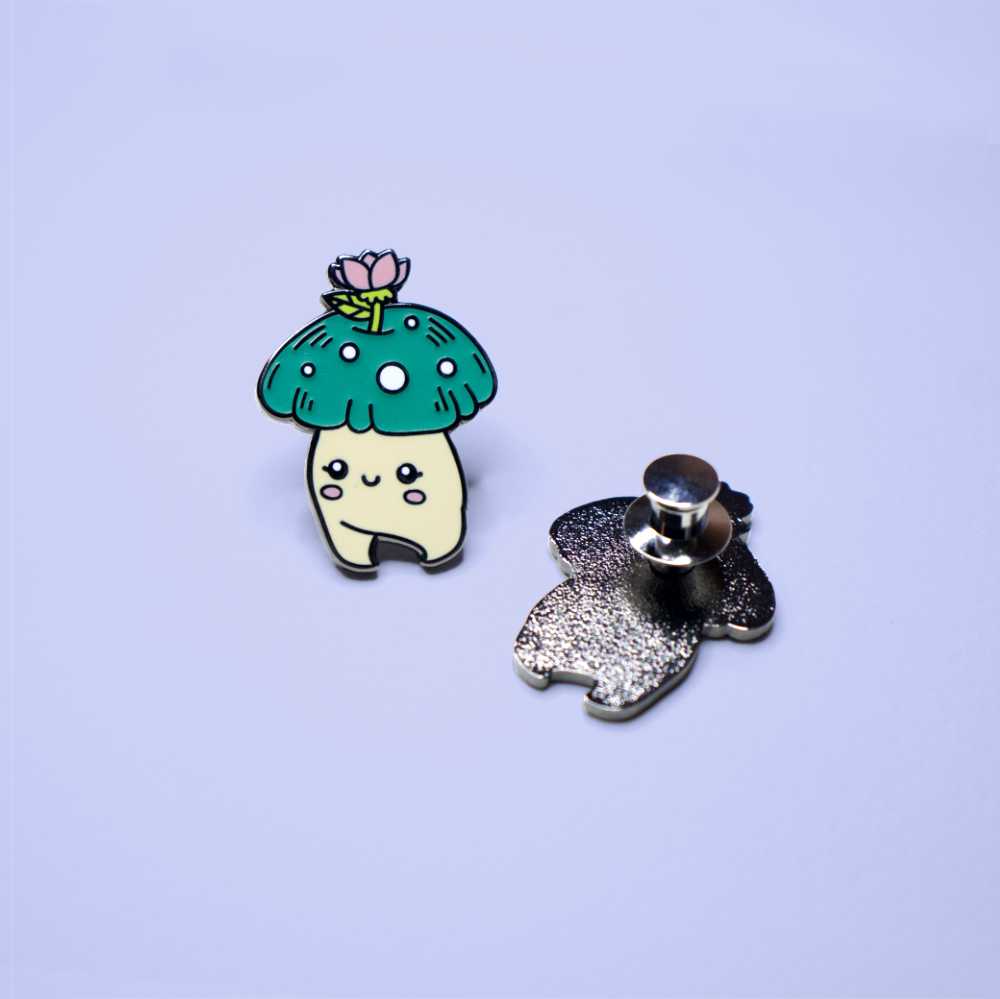 Flower mushroom pin