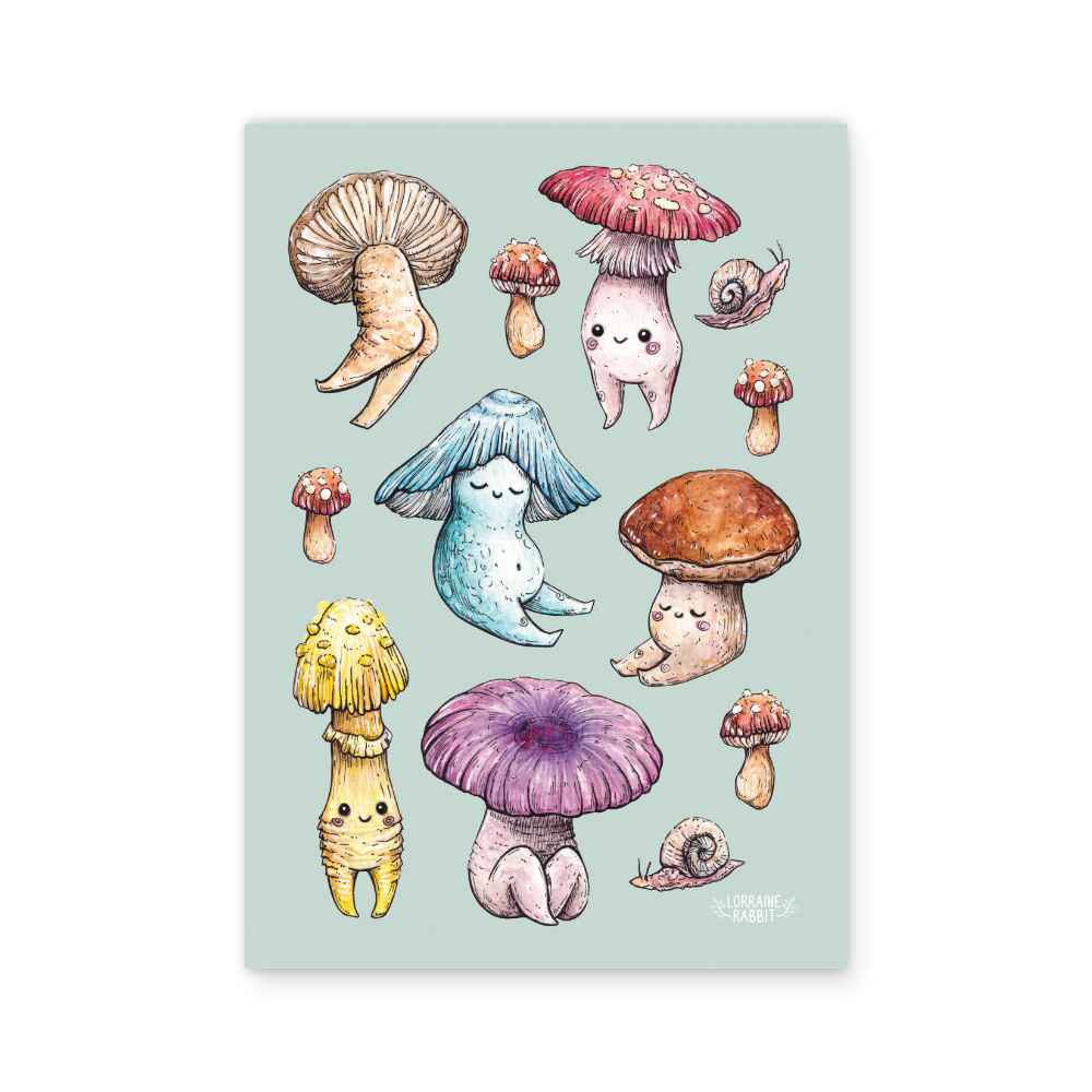 Happy mushrooms - holographic print