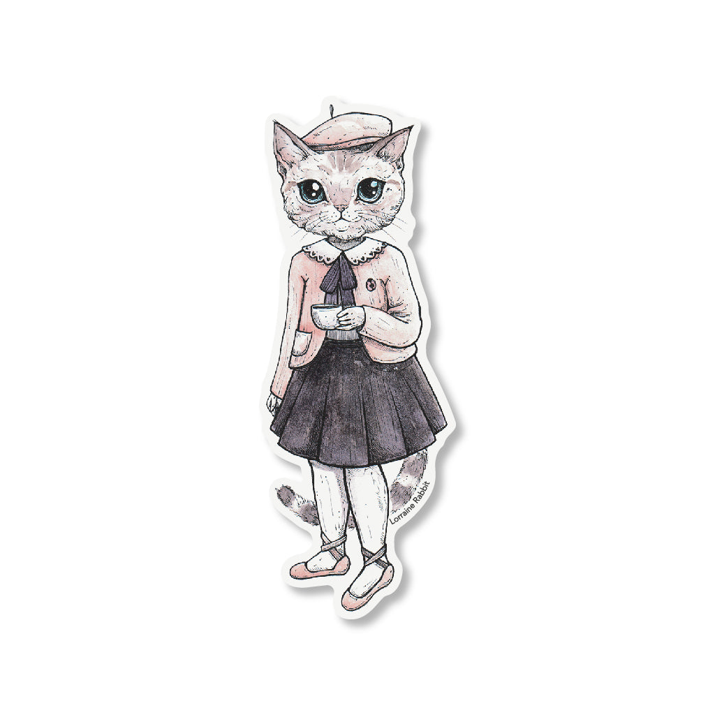 Cat with coffee - Sticker