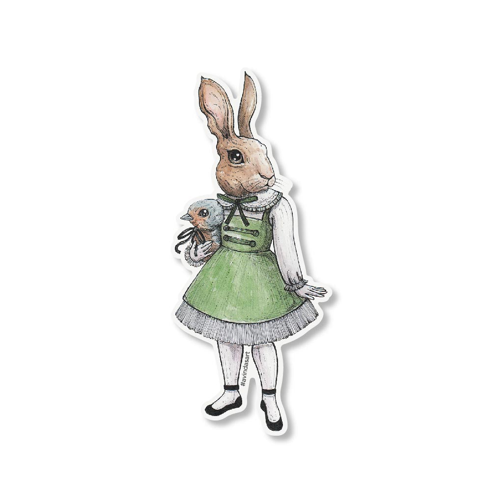 Coneja con vestido verde - sticker