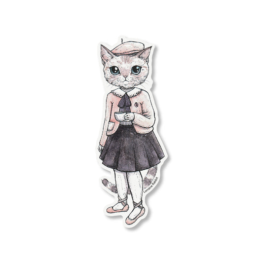 Cat with coffee sticker