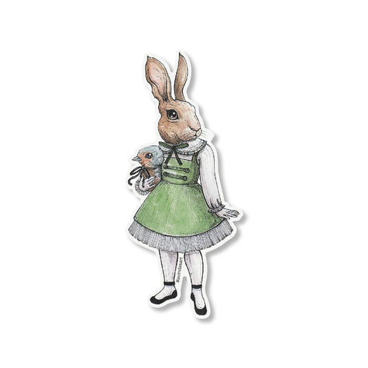 Rabbit in green dress